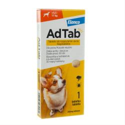 AdTab kramtomosios tabletės nuo erkių ir blusų 5,5-11 kg svorio šunims, 225mg