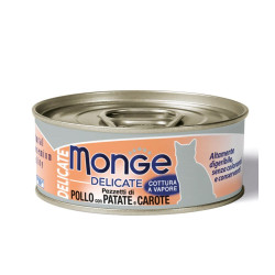 Monge Delicate konservai su vištiena, morkomis ir bulvėmis katėms