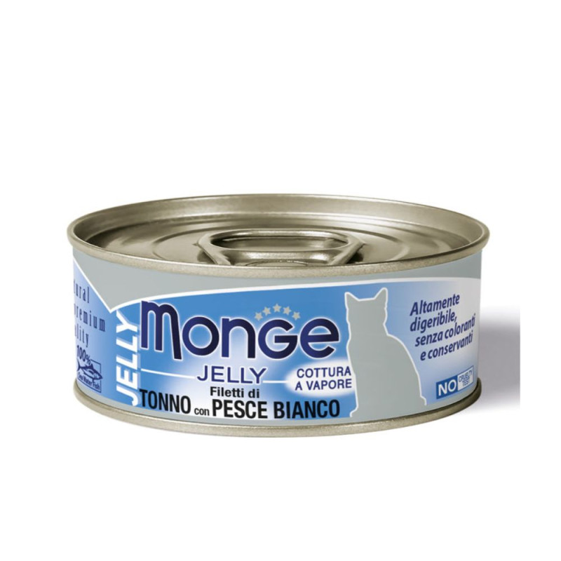 Monge Jelly konservai su tunu ir balta žuvimi katėms