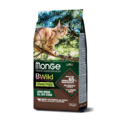 Monge BWild Grain Free Large Breeds sausas pašaras su buivoliena katėms