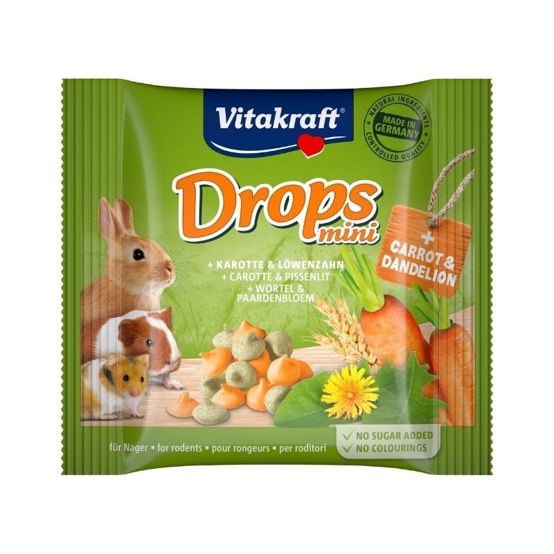 Vitakraft Drops Mini skanėstas su morkomis ir kiaulpienėmis graužikams