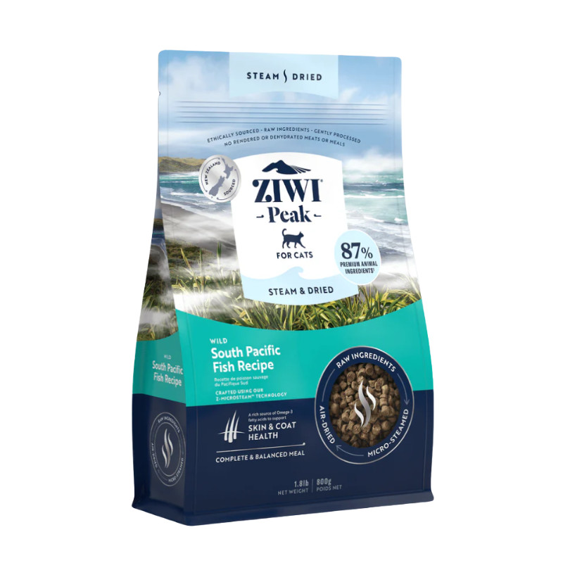 Ziwi Peak Steam & Dried Cat Wild South Pacific Fish sausas pašaras katėms 800 g - Zoobaze.lt