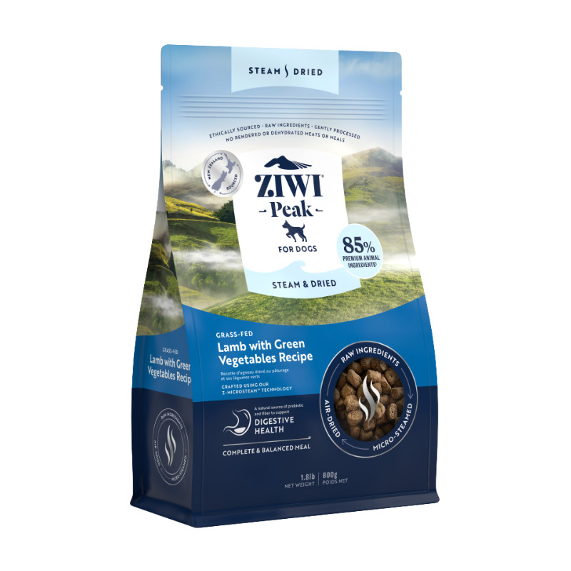Ziwi Peak Steam&Dried Dog Lamb with Green Vegetables pašaras maistas šunims 800 g