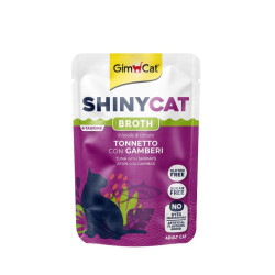 GimCat ShinyCat Pouch in Broth konservai su tunu ir krevetėmis katėms