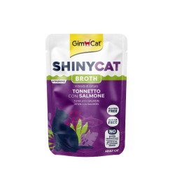 GimCat ShinyCat Pouch in Broth konservai su tunu ir lašiša katėms