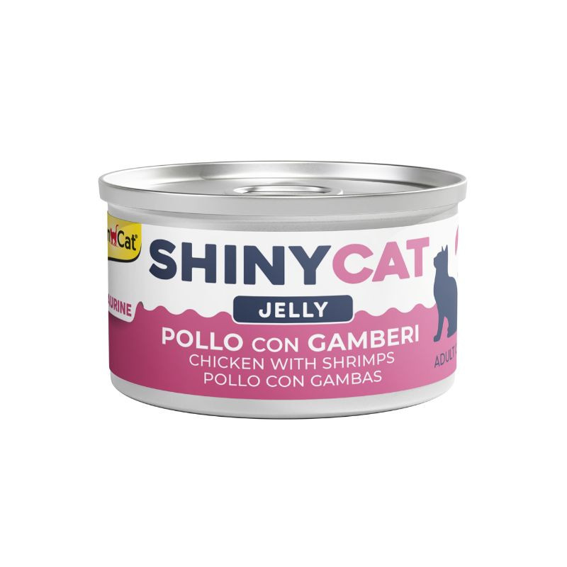 GimCat ShinyCat Jelly konservai su vištiena ir krevetėmis katėms