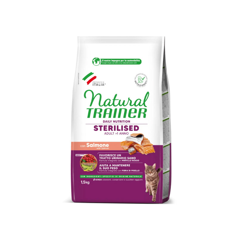 Trainer Natural Adult Cat with Salmon sausas maistas su lašiša