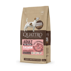 Quattro Grain Free sausas pašaras su lašiša ir kriliu suaugusiems mažų veislių šunims