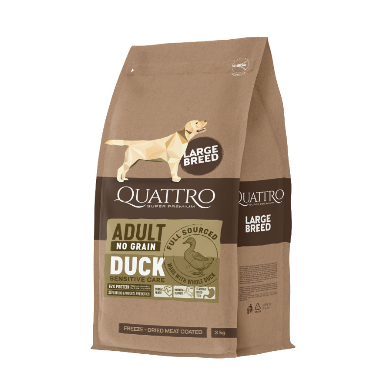 Quattro Grain Free sausas pašaras su antiena didelių veislių šunims