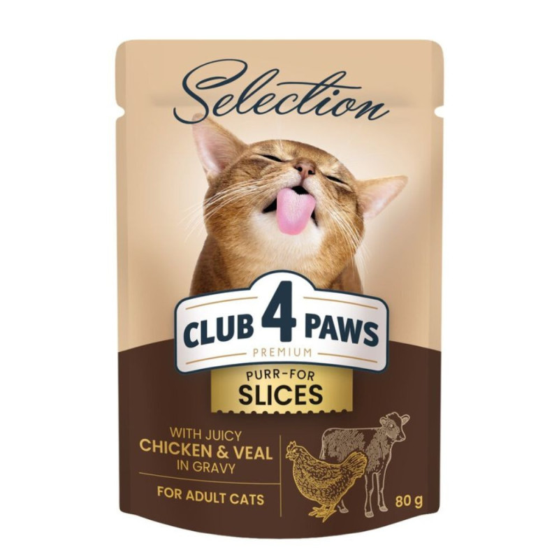 Club 4 Paws Premium Selection konservai su vištiena ir veršiena katėms