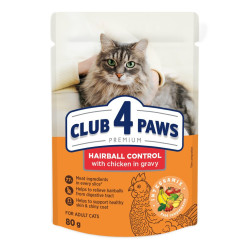 Club 4 Paws Premium Hairball Control konservai su vištiena katėms
