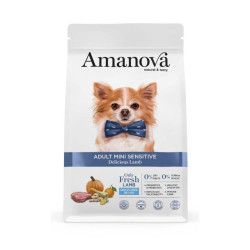 AmaNova Adult Mini Sensitive begrūdis sausas pašaras su ėriena ir moliūgais mažų veislių šunims