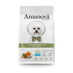 AmaNova Adult Mini Digestive begrūdis sausas pašaras su triušiena ir moliūgais mažų veislių šunims