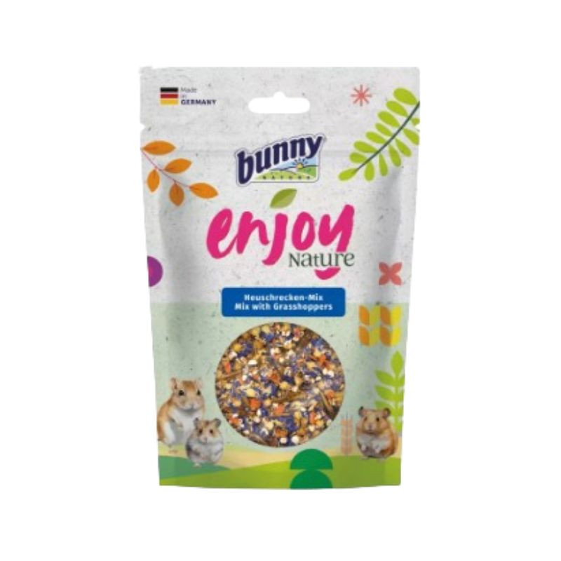 Bunny Enjoy Nature Mix su džiovintais žiogais pašaro papildas graužikams - Zoobaze.lt