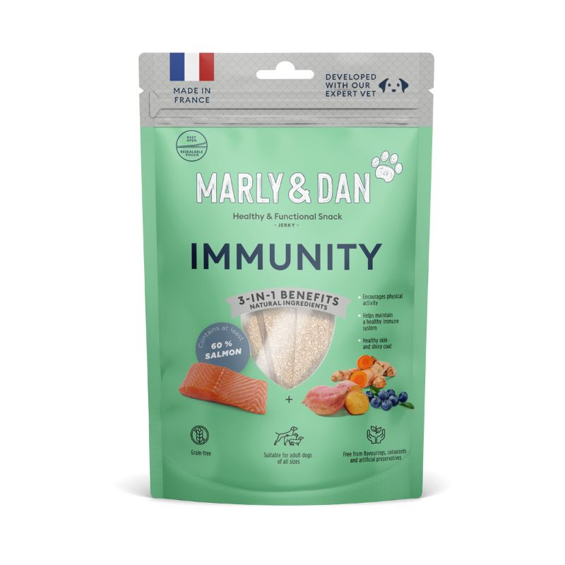 Marly & Dan Jerky Imunity skanėstai su lašiša šunims