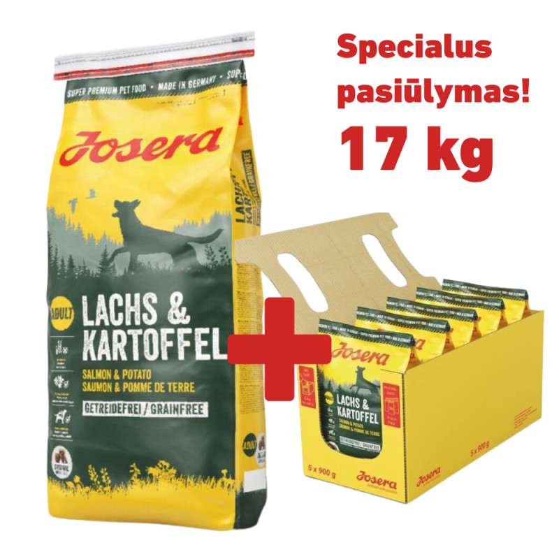 Josera Salmon & Potato begrūdis sausas maistas šunims - Zoobaze.lt