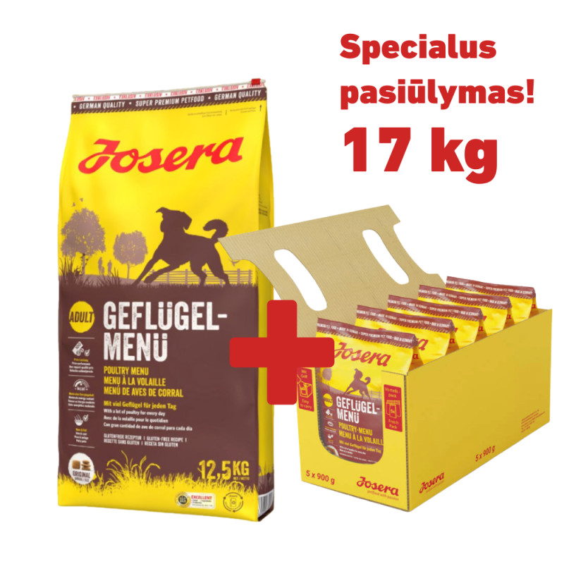 Josera Poultry-Menu sausas maistas šunims - Zoobaze.lt