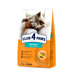 Club 4 Paws Premium Sterilized sausas pašaras su vištiena katėms, 2 kg