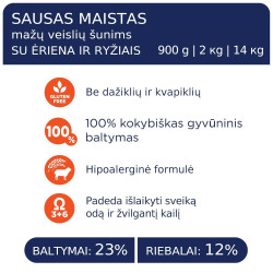 Club 4 Paws Premium sausas pašaras su ėriena ir ryžiais mažų veislių šunims, 14 kg