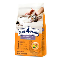 Club 4 Paws Premium Indoor 4in1 sausas pašaras su vištiena katėms