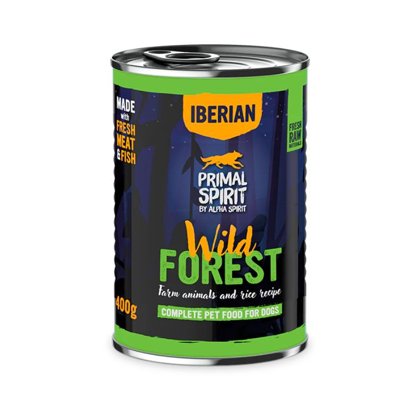 Primal Spirit Iberian Wild Forest konservai su kiauliena ir kalakutiena šunims