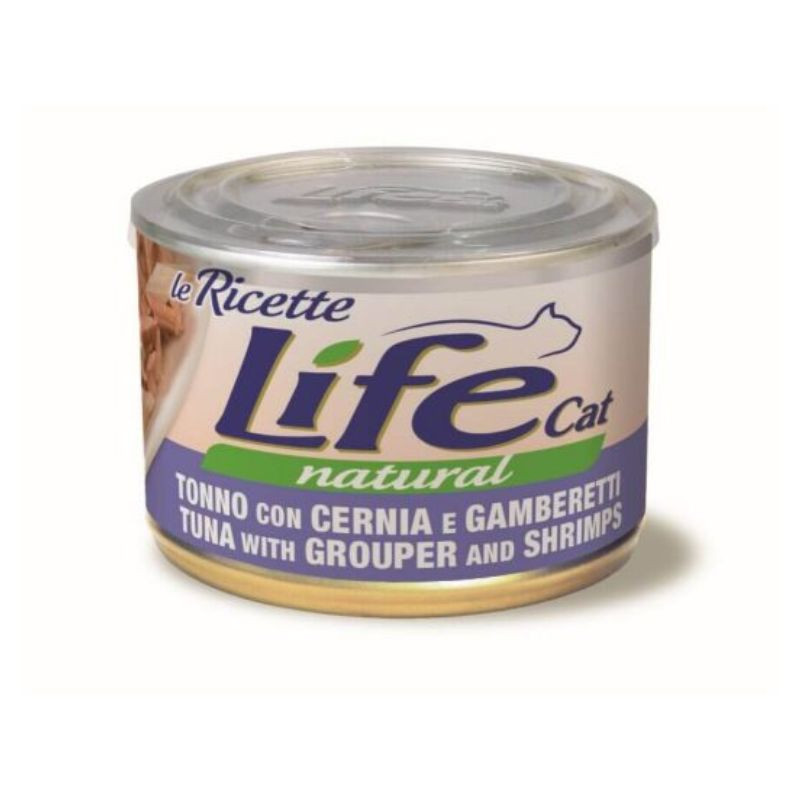 Life Cat konservai su tunu, jūros ešeriu ir krevetėmis katėms