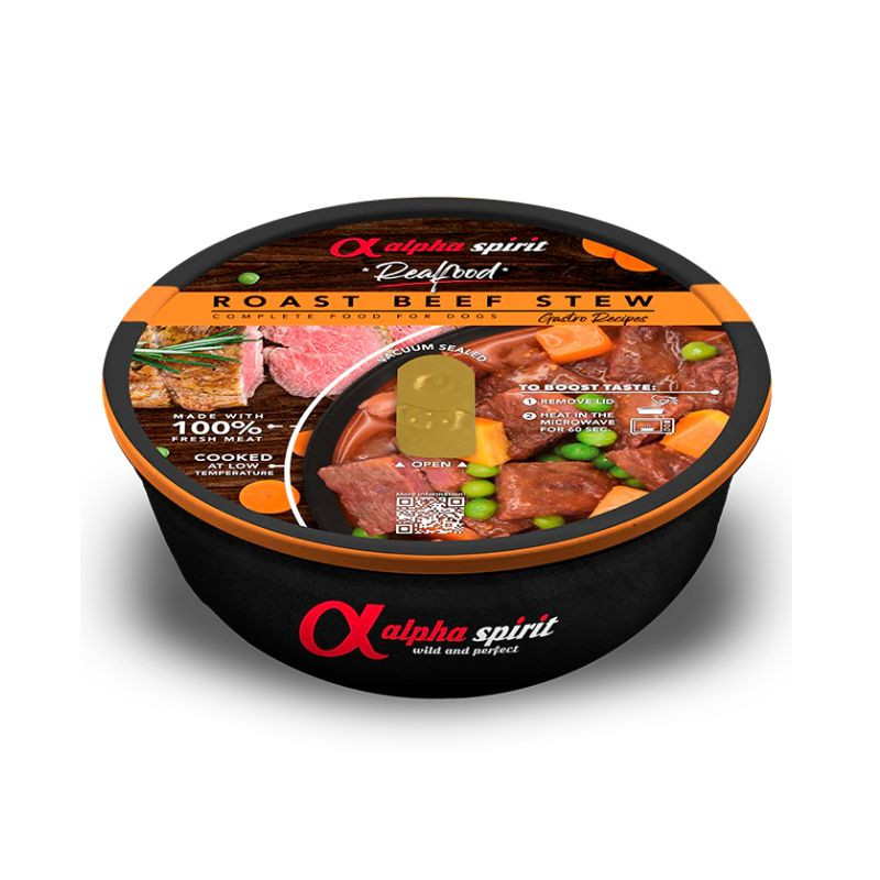 Alpha Spirit Real Food Beef troškinys su jautiena šunims - Zoobazė.lt
