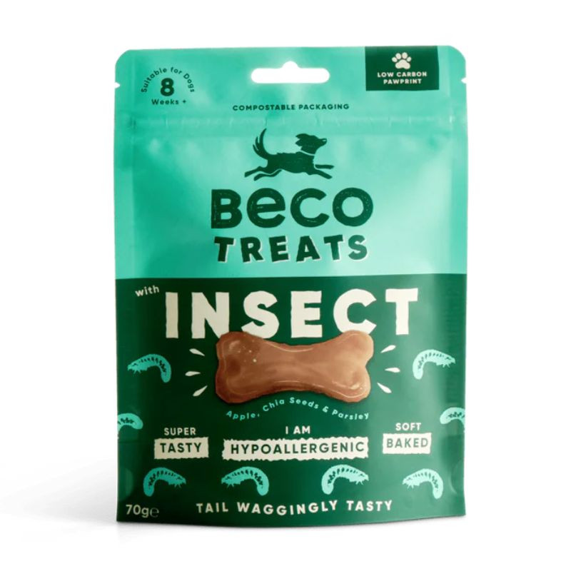 Beco Insect skanėstai su vabzdžiais, obuoliais ir chia sėklomis šunims