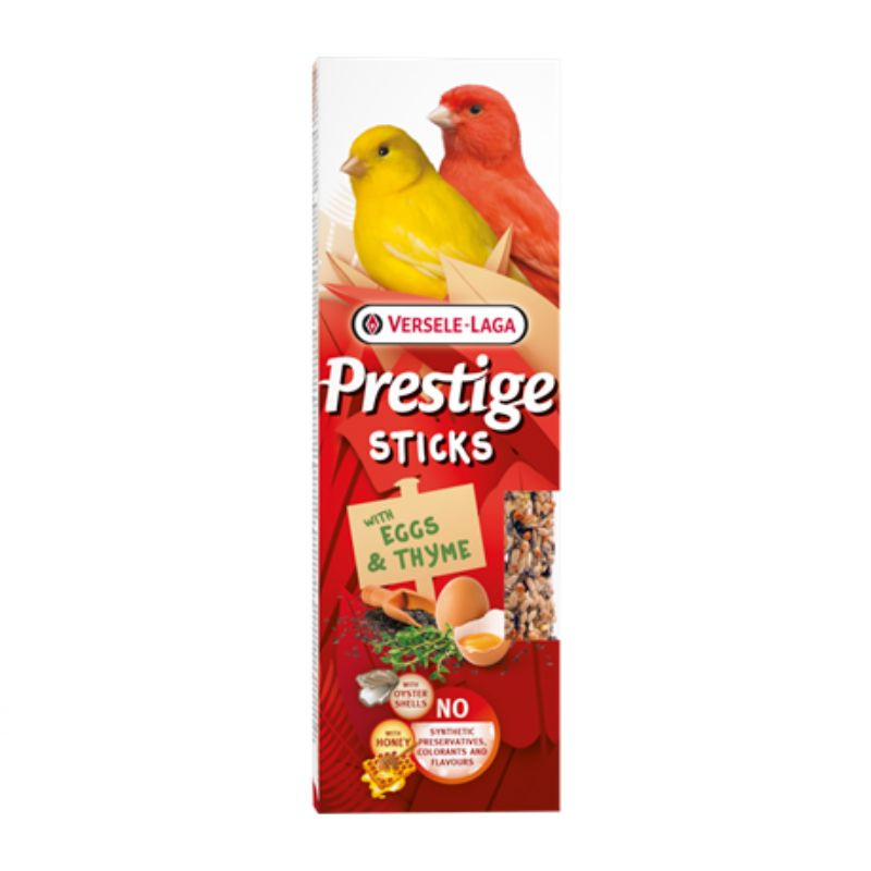 Versele Laga Prestige Sticks lazdelės su kiaušiniu ir čobreliais kanarėlėms - Zoobazė.lt