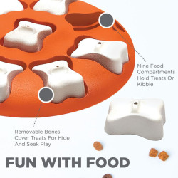 Nina Ottosson Dog Smart lavinantis žaislas su talpa skanėstams oranžinis - Zoobaze.lt