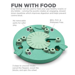 Nina Ottosson Dog Worker lavinantis žaislas su talpa skanėstams žalias - Zoobaze.lt