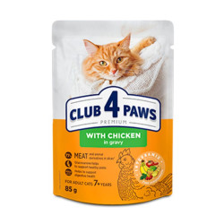Club4Paws Premium guliašas su vištiena padaže katėms nuo 7 metų - Zoobazė.lt