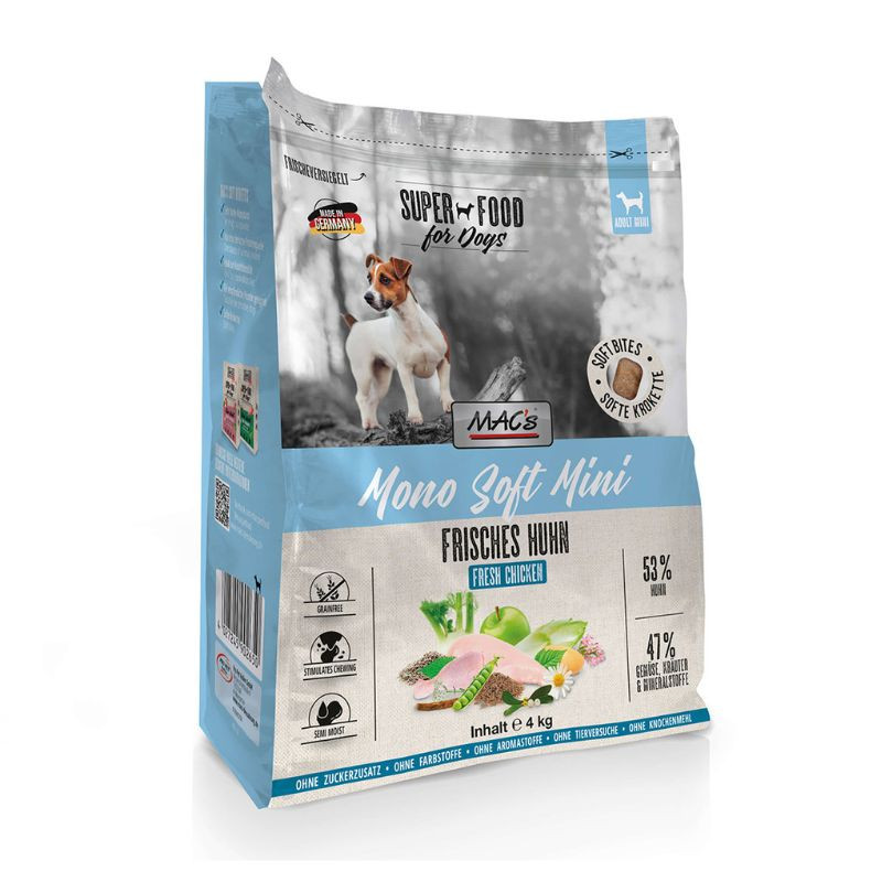 Mac's Dog Mono Soft Mini sausas pašaras su šviežia vištiena mažų veislių šunims - Zoobazė.lt
