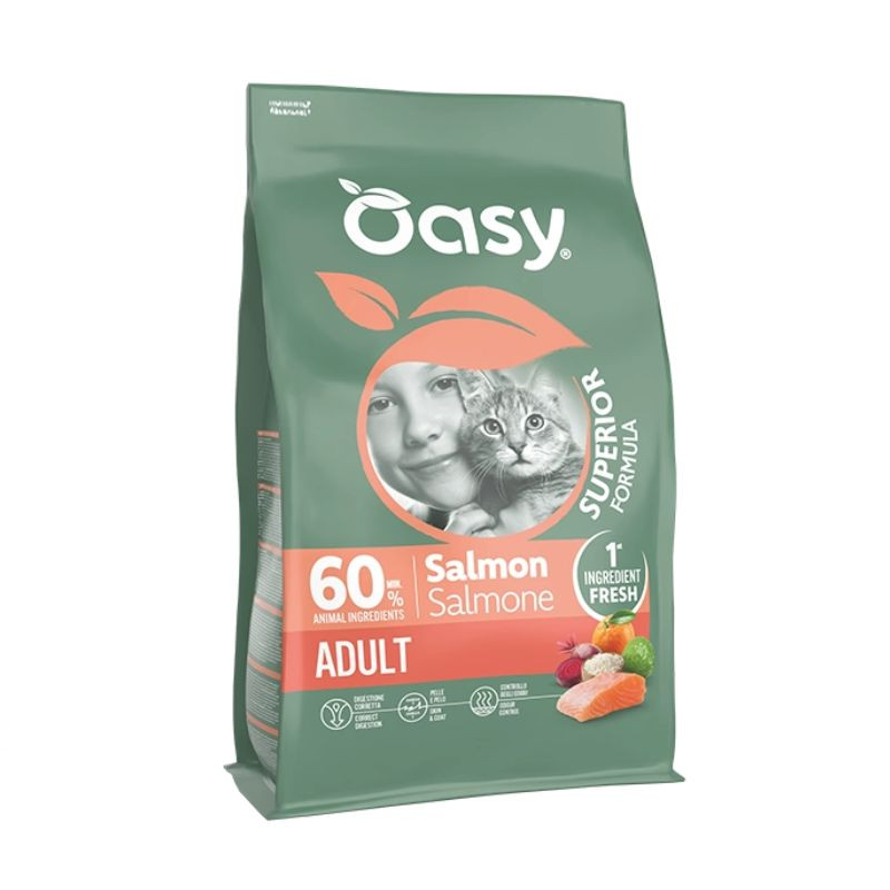 Oasy Superior Adult sausas pašaras su lašiša katėms - Zoobazė.lt