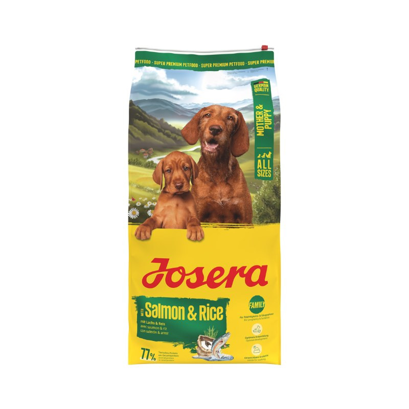 Josera Mother and Puppy sausas pašaras šunims vaikingoms kalėms ir šuniukams su lašiša ir ryžiais