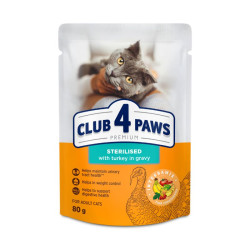 Club 4 Paws Premium guliašas su kalakutiena padaže sterilizuotoms katėms - Zoobazė.lt