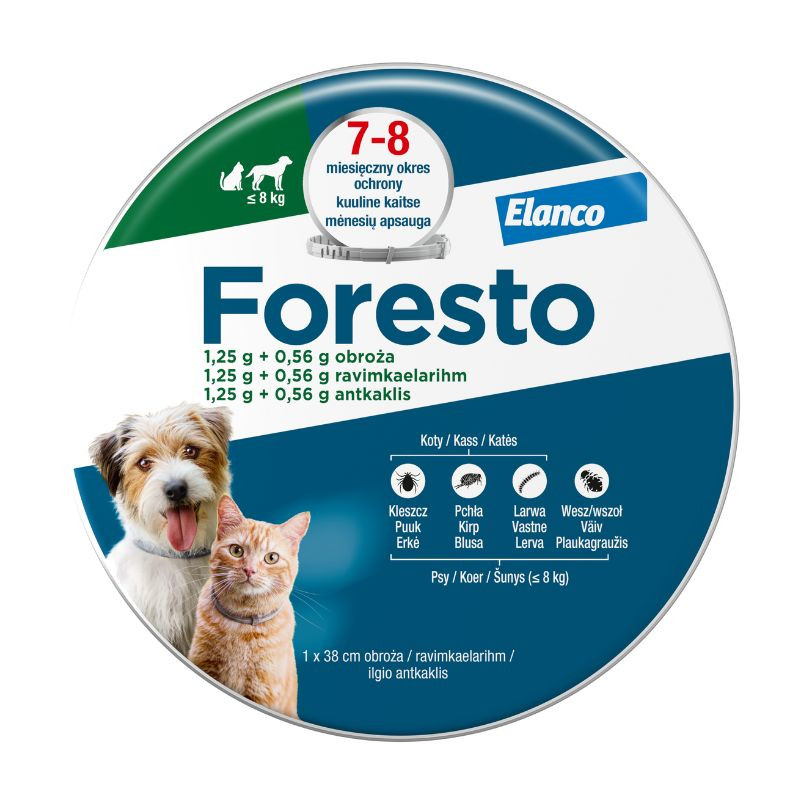 Foresto antkaklis katėms ir mažiems šunims iki 8 kg - Zoobaze.lt