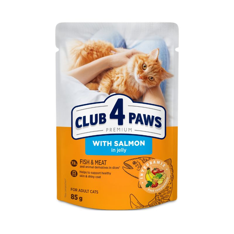 Club 4 Paws Premium guliašas su lašiša drebučiuose katėms - Zoobazė.lt