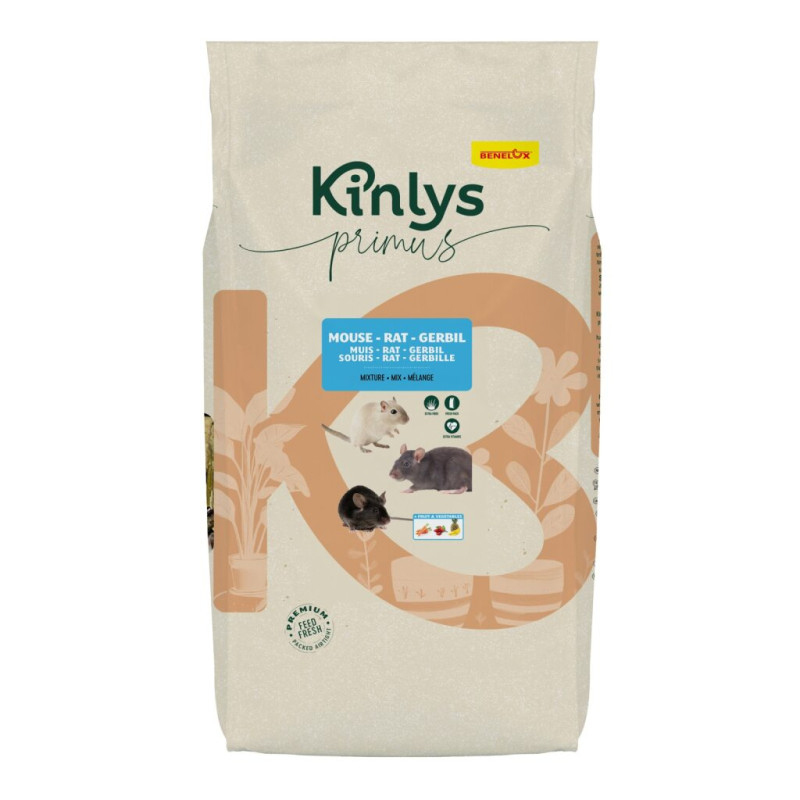 Benelux Kinlys Primus visavertis pašaras su vaisiais ir daržovėmis pelėms, žiurkėms ir smiltpelėms - Zoobaze.lt
