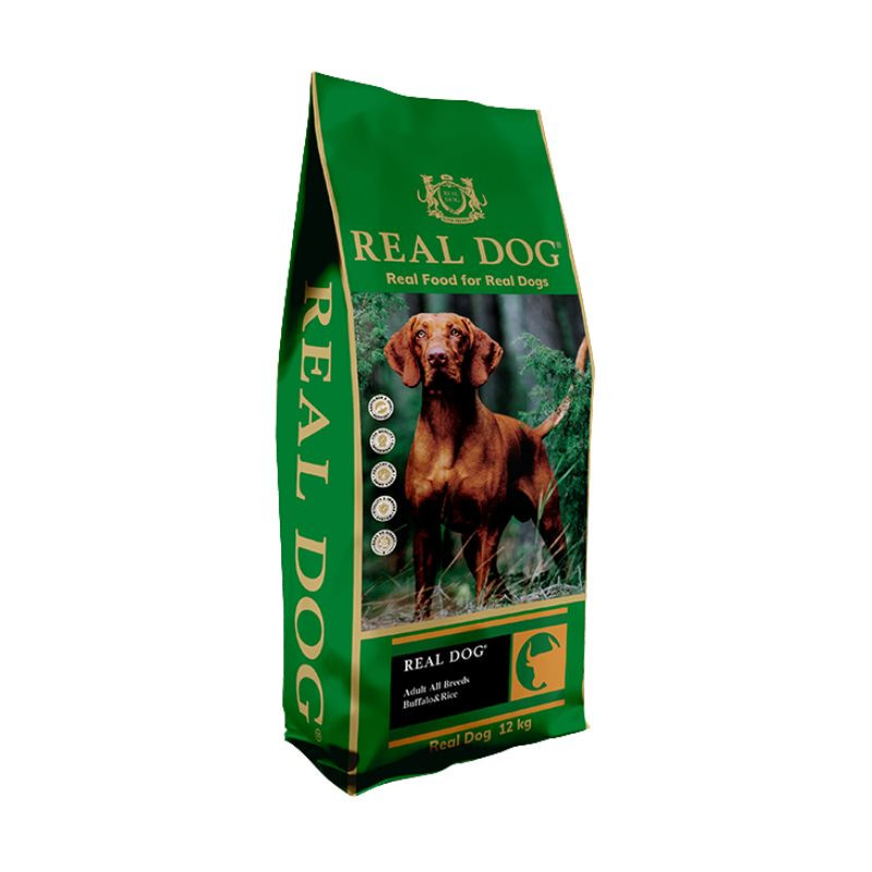Real Dog Adult All Breed sausas pašaras su buivoliena ir ryžiais šunims - Zoobaze.lt