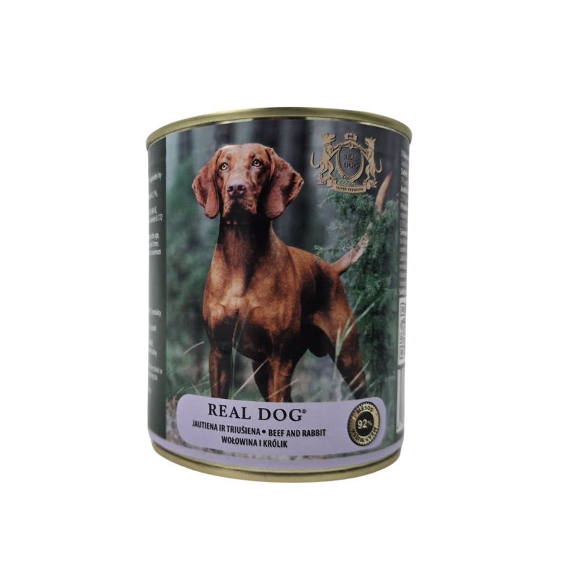 Real Dog konservai su jautiena ir triušiena šunims - Zoobaze.lt