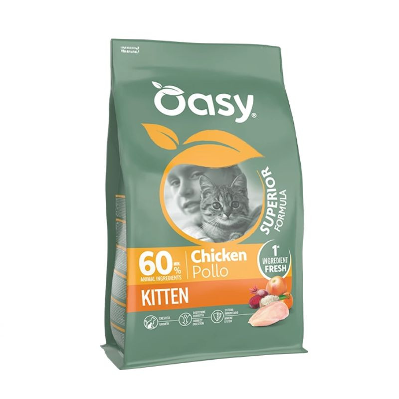 Oasy Superior Kitten Chicken sausas pašaras su vištiena kačiukams - Zoobazė.lt