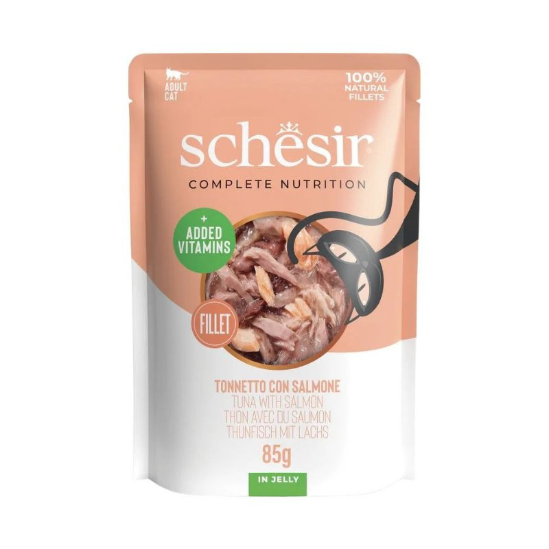 Schesir C&B guliašas su tunu ir lašiša drebučiuose katėms - Zoobazė.lt