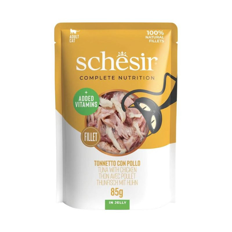 Schesir C&B guliašas su tunu ir vištiena drebučiuose katėms - Zoobazė.lt