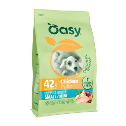 Oasy Original Puppy&Junior Small and Mini sausas pašaras su vištiena šuniukams - Zoobazė.lt
