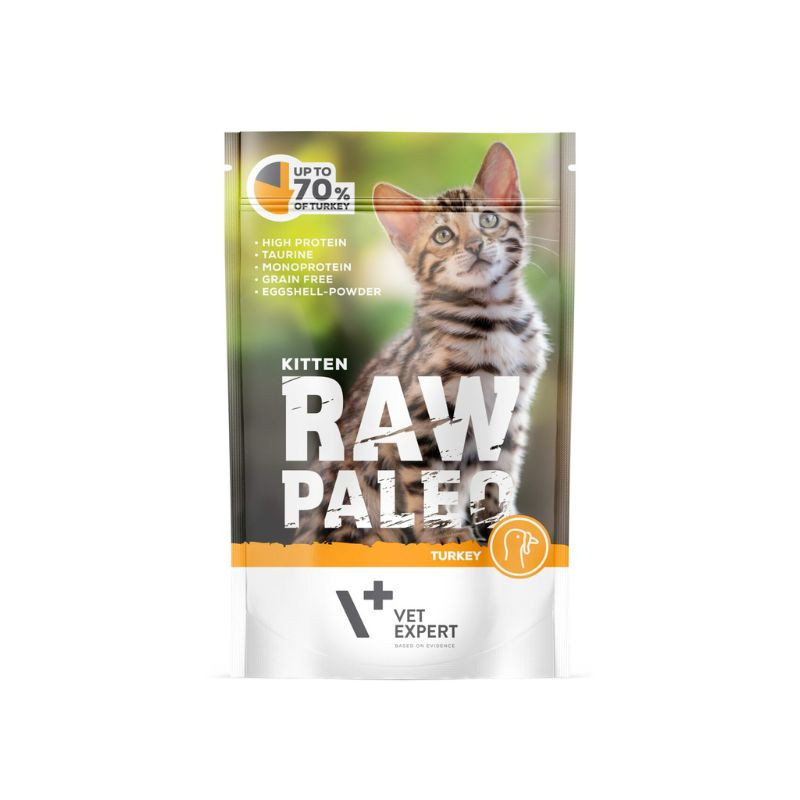 VetExpert Raw Paleo Kitten guliašas su kalakutiena kačiukams - Zoobaze.lt
