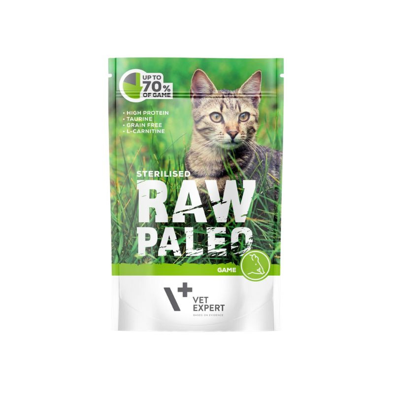 VetExpert Raw Paleo Sterilised guliašas su žvėriena katėms - Zoobaze.lt