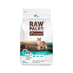VetExpert Raw Paleo Sterilised sausas pašaras su vištiena, tunu ir lašiša katėms - Zoobaze.lt