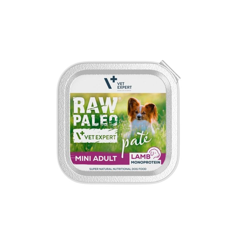 VetExpert Raw Paleo Mini Adult paštetas su ėriena šunims - Zoobaze.lt
