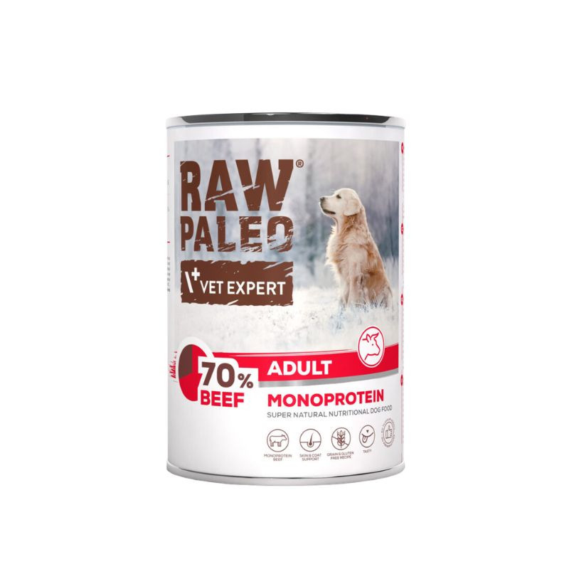 VetExpert Raw Paleo Adult konservai su jautiena šunims - Zoobaze.lt